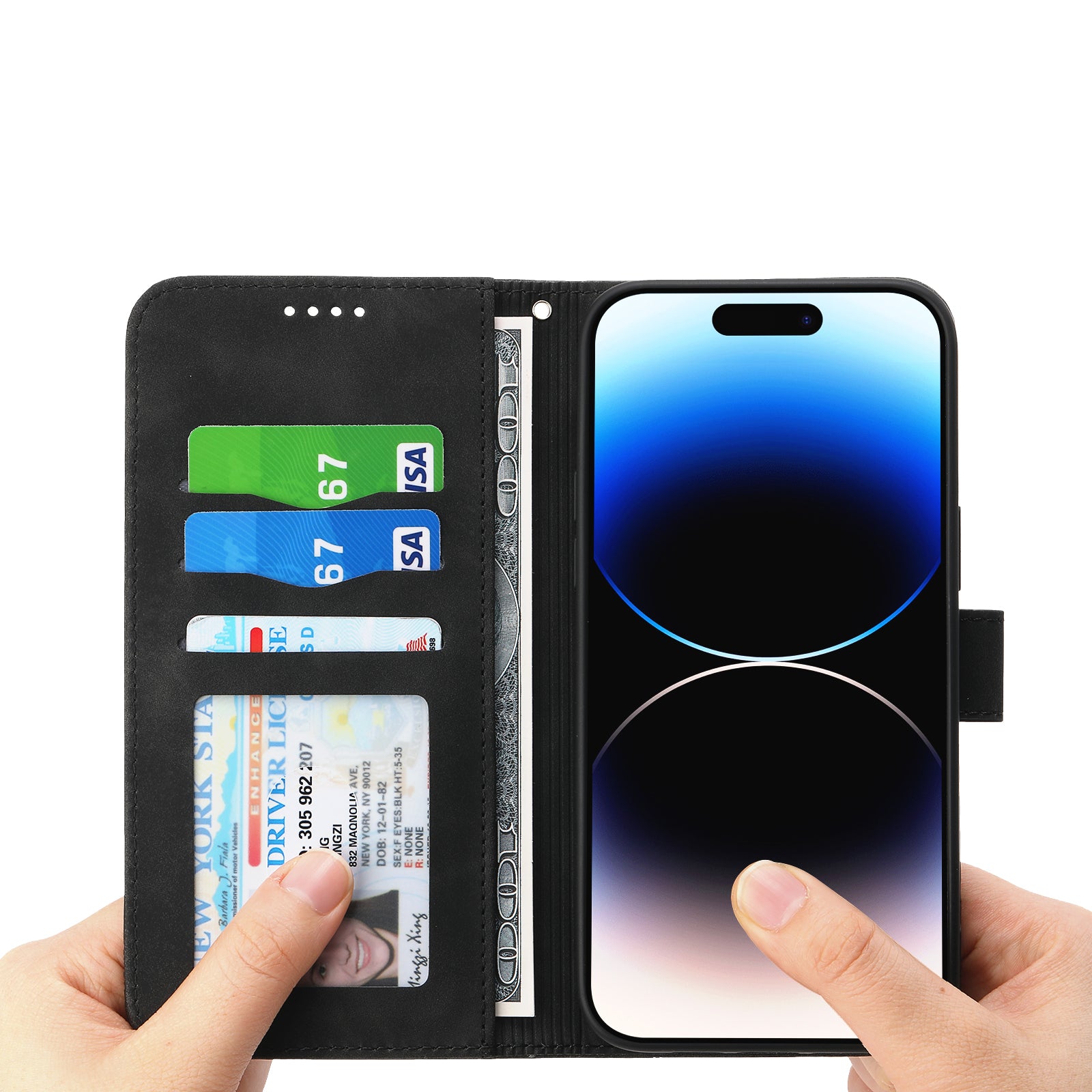 DIERFENG DF-03 for iPhone 14 Pro Max PU Leather Case Lines Imprinted Shockproof Phone Wallet Stand Cover DIERFENG DF-03 for iPhone 14 Pro Max PU Leather Case Lines Imprinted Shockproof Phone Wallet Stand Cover